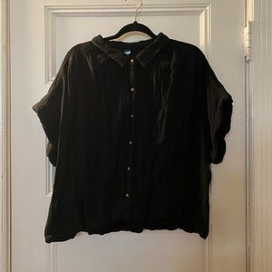 Old Navy Black Linen Button Down Shirt